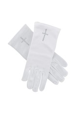 Christian Brands First Communion Satin Gloves w/ Pearl Cross