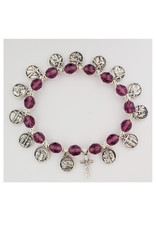 McVan 8mm Purple Crystal Stations of the Cross Bracelet