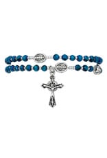 McVan Blue and Crystal Twistable Miraculous Rosary Bracelet