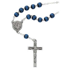 McVan Blue Wood St. Christopher Auto Rosary