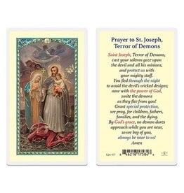 WJ Hirten Laminated Holy Card St. Joseph Terror of Demons