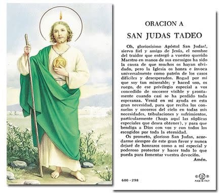 San Judas - Oracion A San Judas Tadeo - Spanish - Paperstock Holy Card