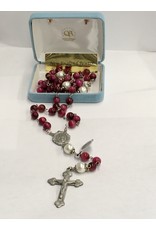 HMH Religious Fuchsia Dyed Tigereye Rosary with Pewter Crucifix