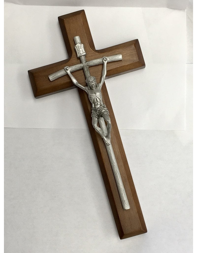 WJ Hirten 10" Pewter Papal Crucifix Mounted