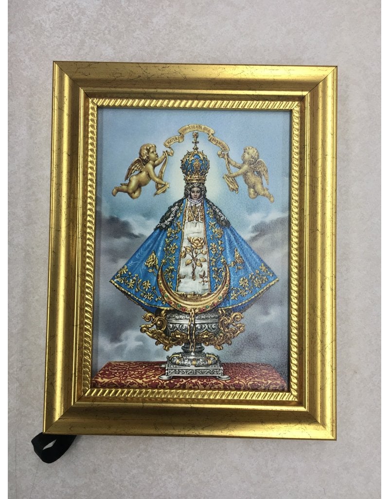 WJ Hirten Virgin De San Juan 5" X 7" Gold Frame