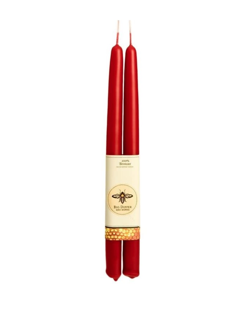 Big Dipper Wax Works 100% Pure Beeswax Tapers- Red (2 Pack)