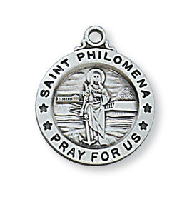 McVan Sterling Silver Saint Philomena Medal on 18" Chain