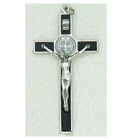 Lumen Mundi 4.5" Black and Silver Tone Saint Benedict Hanging Wall Cross
