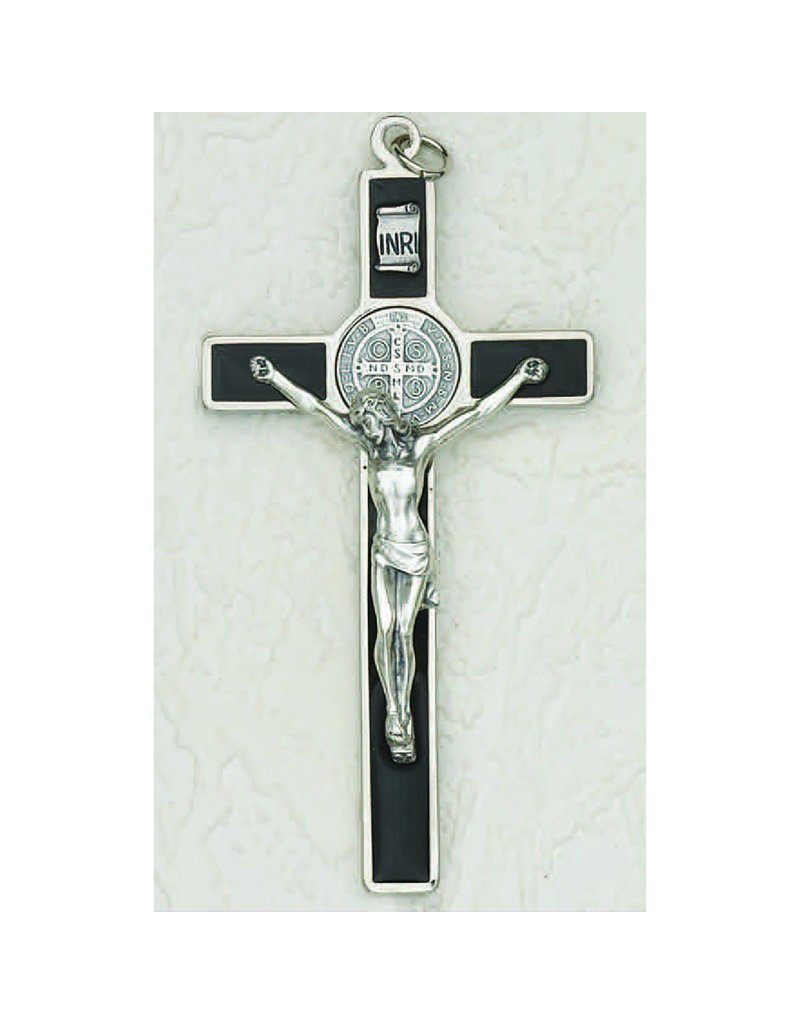 Lumen Mundi 4.5" Black and Silver Tone Saint Benedict Hanging Wall Cross