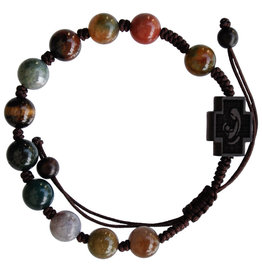 Sine Cera 8mm Adjustable Multicolor Onyx and Jujube Wood Rosary Bracelet