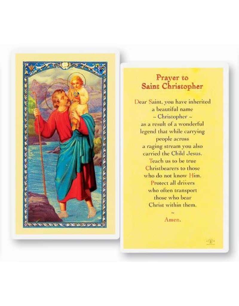 WJ Hirten Laminated Saint Christopher Holy Card