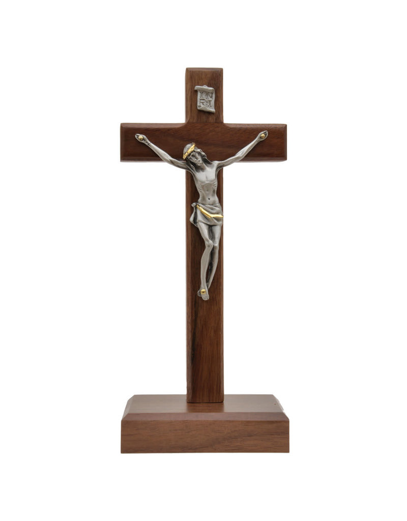 Sine Cera 8" Walnut Standing Crucifix
