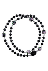 Sine Cera 4mm Black Genuine Crystal Twist Rosary Bracelet