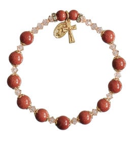 Sine Cera 8mm Genuine Goldstone Rosary Bracelet