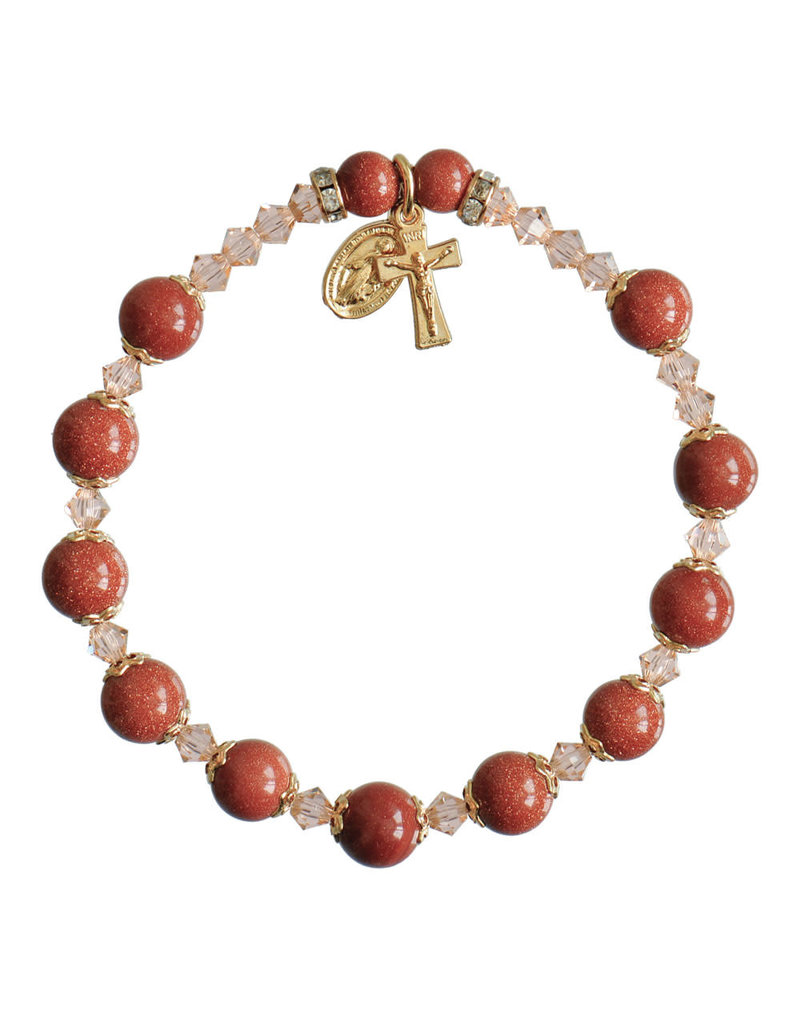 Sine Cera 8mm Genuine Goldstone Rosary Bracelet