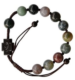 Sine Cera 10mm Adjustable Multicolor Onyx and Jujube Wood Rosary Bracelet