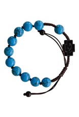 Sine Cera 10mm Adjustable Turquoise and Jujube Wood Rosary Bracelet