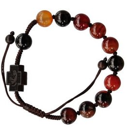 Sine Cera 10mm Adjustable Agate and Jujube Wood Rosary Bracelet