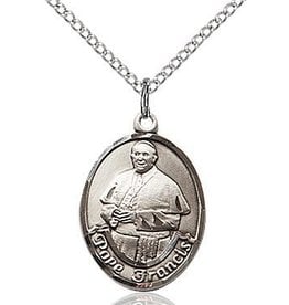 Bliss Manufacturing Sterling Silver Pope Francis Medal-Pendant With 18 inch Chain Necklace