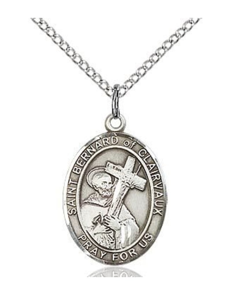 Bliss Manufacturing Sterling Silver St. Bernard of Clairvaux Medal 18" Chain