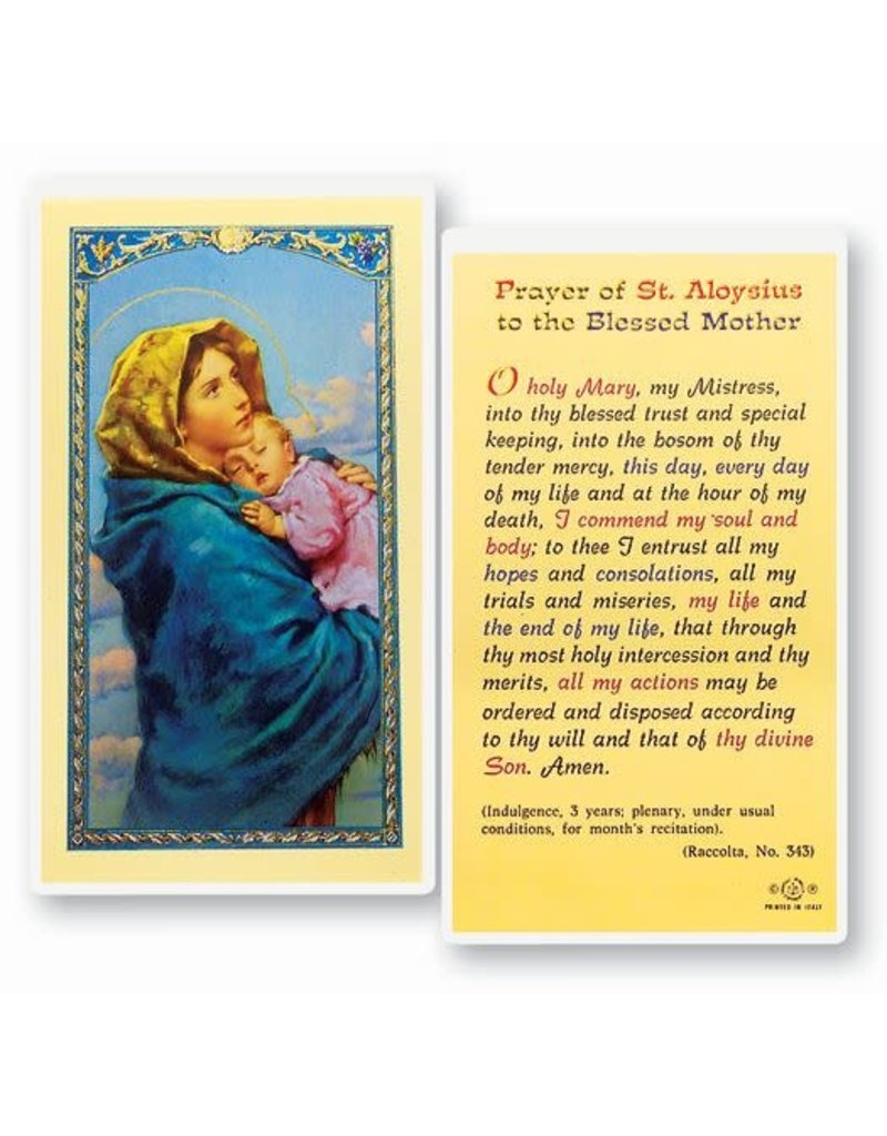 Laminated Holy Card, Prayer of St. Aloysius to the Blessed Mother