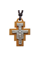 Sine Cera 1.25″ Wood San Damiano Cross Necklace