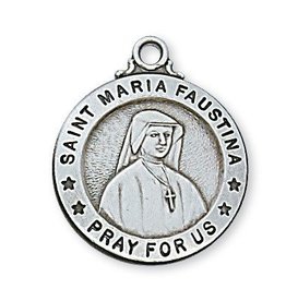 McVan Sterling Silver St. Maria Faustina Medal-Pendant With 20" Chain Necklace