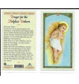 WJ Hirten Laminated Holy Card Prayer for the Helpless Unborn
