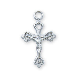 McVan 1/2" Sterling Silver Crucifix with 16" Rhodium Chain