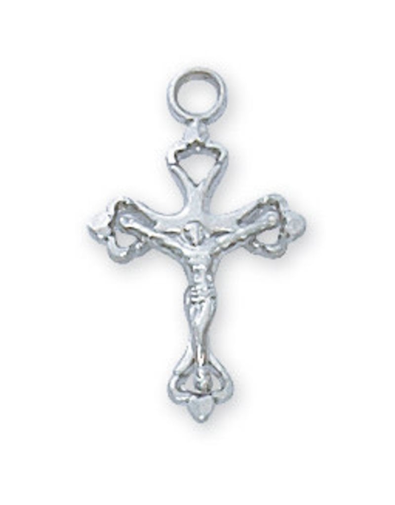 McVan 1/2" Sterling Silver Crucifix with 16" Rhodium Chain
