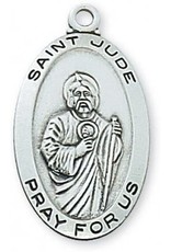 McVan Sterling Silver St. Jude Pendant - Sterling Silver St. Jude with 18 in. Rhodium Plated Brass Chain and Deluxe Gift Box