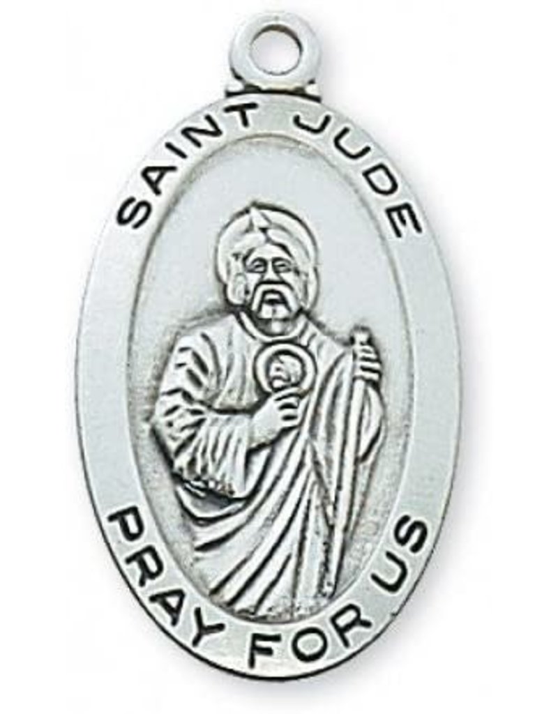 McVan Sterling Silver St. Jude Pendant - Sterling Silver St. Jude with 18 in. Rhodium Plated Brass Chain and Deluxe Gift Box