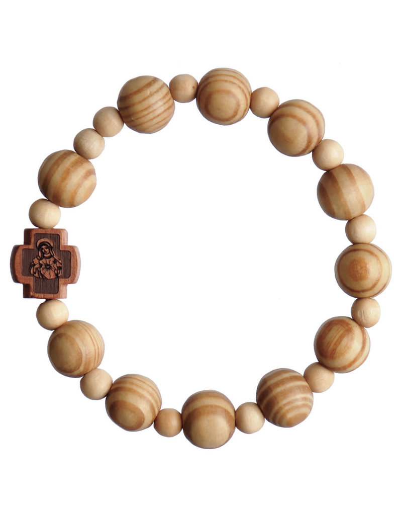 Sine Cera 10mm Children's Pine Wood Stretch Rosary Bracelet