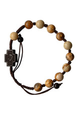 Sine Cera 8mm Adjustable  Jasper & Jujube Wood Rosary Bracelet