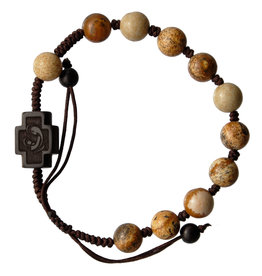 Sine Cera 8mm Adjustable  Jasper & Jujube Wood Rosary Bracelet