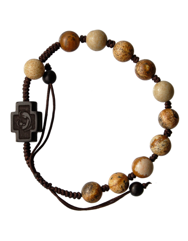 Sine Cera 8mm Adjustable  Jasper & Jujube Wood Rosary Bracelet