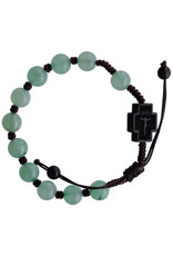 Sine Cera 8mm Adjustable Green Jade and Jujube Wood Rosary Bracelet