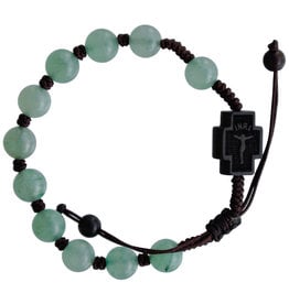 Sine Cera 8mm Adjustable Green Jade and Jujube Wood Rosary Bracelet
