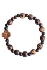 Sine Cera 8mm Children's Striped Wood Stretch Rosary Bracelet