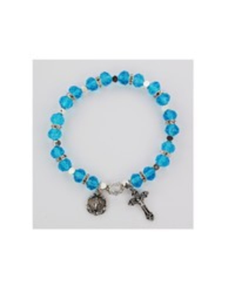 McVan Aqua Rosary Stretch Bracelet