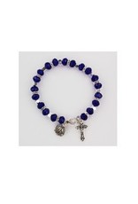 McVan Dark Blue Stretch Rosary Bracelet With Miraculous Medal and Crucifix