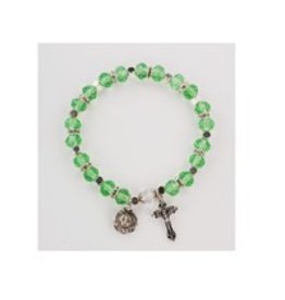 McVan Peridot Green Rosary Stretch Bracelet