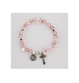 McVan Rose Pink Rosary Stretch Bracelet