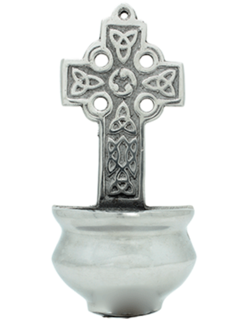 Liffey Artefacts Celtic Cross Water Font (Silver Large)
