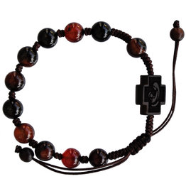 Sine Cera 8mm Adjustable Agate & Jujube Wood Rosary Bracelet