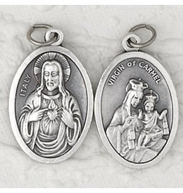 Sacred Heart and Our Lady of Mt. Carmel Oxidized Medal