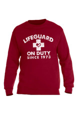 Catholic to the Max Lifeguard on Duty Since 1973 Crewneck Sweatshirt Red Medium