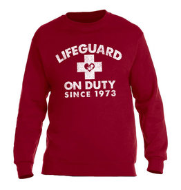 Catholic to the Max Lifeguard on Duty Since 1973 Crewneck Sweatshirt Red Medium