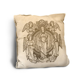 Catholic to the Max Mary, Queen of Heaven Woodcut Rustic Pillow