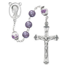 McVan 8mm Purple Pearl and Flower Rosary
